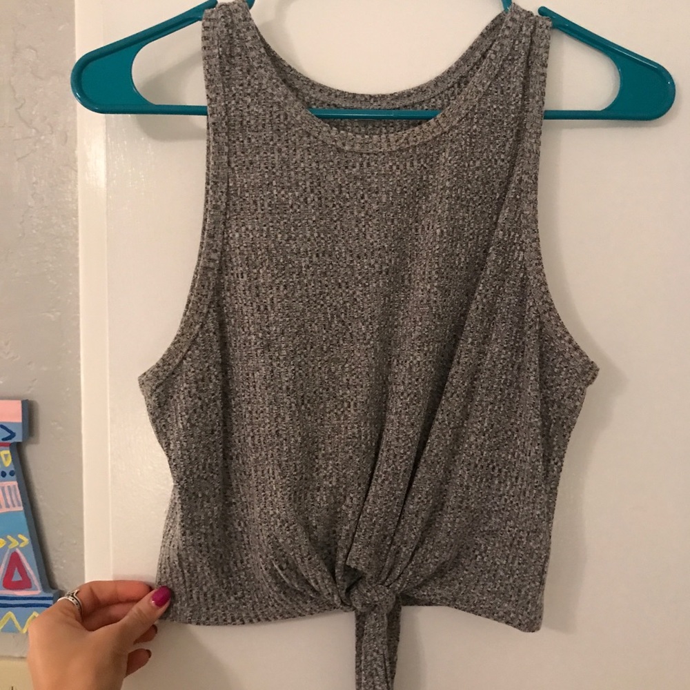 Grey tied crop top